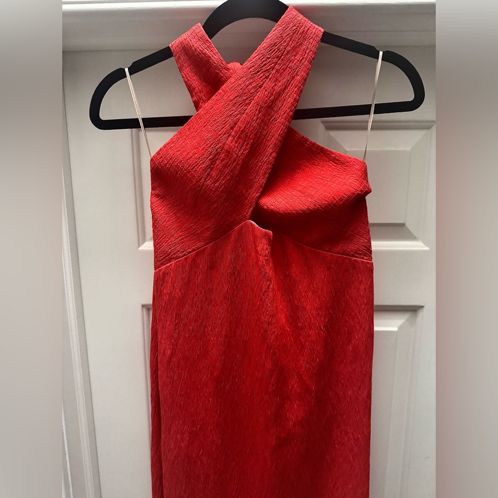 $1250 NWT Johanna Ortiz Runway 100% Silk Red Heart Cutout Halter Maxi Dress - Picture 12 of 16